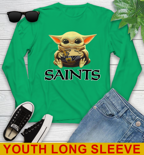 NFL Football New Orleans Saints Baby Yoda Star Wars Shirt Youth Long Sleeve 7
