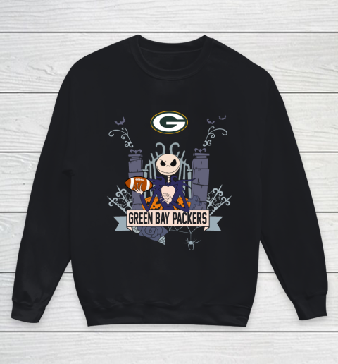 NFL Green Bay Packers Football Jack Skellington Halloween Youth Sweatshirt