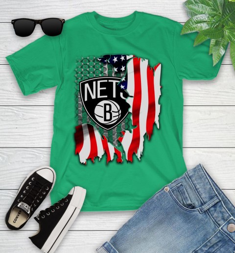 Brooklyn Nets NBA Basketball American Flag Youth T-Shirt 8