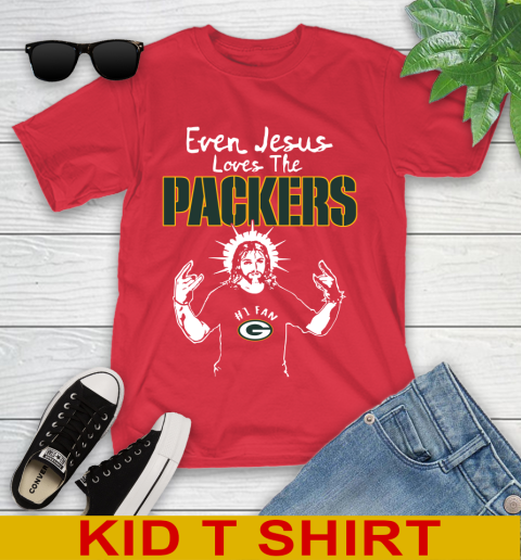 Green Bay Packers NFL Football Even Jesus Loves The Packers Shirt Youth T-Shirt 11