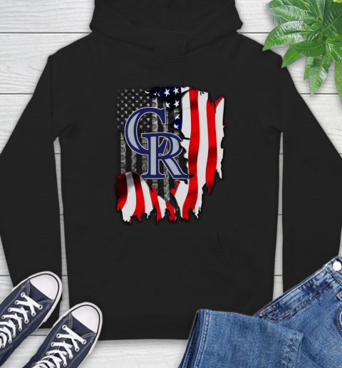 Colorado Rockies MLB Baseball American Flag Hoodie