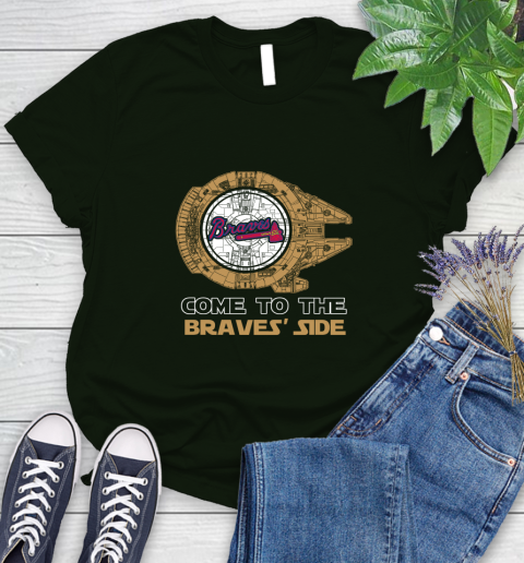 MLB Come To The Atlanta Braves Side Star Wars Baseball Sports Women's T-Shirt 6