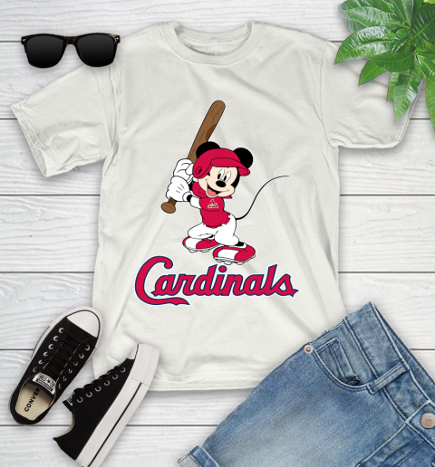 MLB Baseball St.Louis Cardinals Cheerful Mickey Mouse Shirt Youth T-Shirt 2