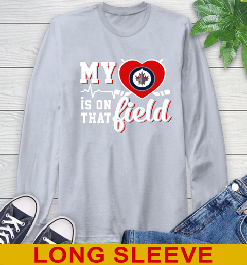 NHL My Heart Is On That Field Hockey Sports Winnipeg Jets Long Sleeve T-Shirt 6