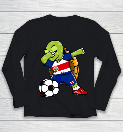Dabbing Turtle Costa Rica Soccer Fans Jersey Flag Football Youth Long Sleeve