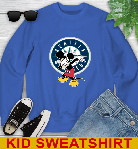 Seattle Mariners MLB Baseball Dabbing Mickey Disney Sports Youth Sweatshirt 7