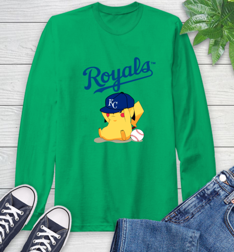 MLB Pikachu Baseball Sports Kansas City Royals Long Sleeve T-Shirt 7