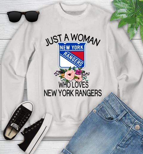 NHL Just A Woman Who Loves New York Rangers Hockey Sports Youth Sweatshirt