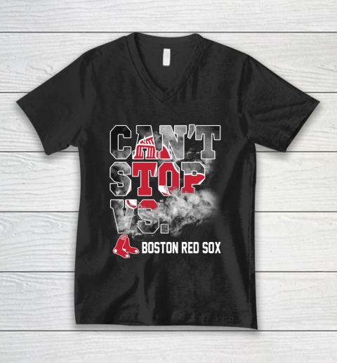 MLB Boston Red Sox Baseball Can't Stop Vs Boston Red Sox V-Neck T-Shirt