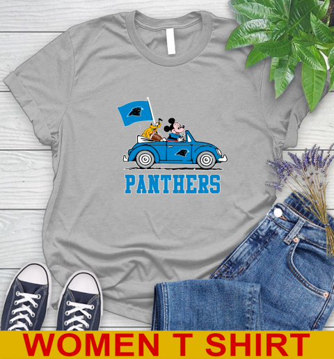 NFL Football Carolina Panthers Pluto Mickey Driving Disney Shirt Women's T-Shirt 5