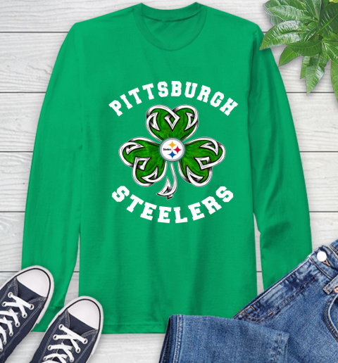 NFL Pittsburgh Steelers Three Leaf Clover St Patrick's Day Football Sports Long Sleeve T-Shirt 8