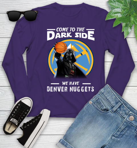 NBA Come To The Dark Side We Have Denver Nuggets Star Wars Darth Vader Basketball Youth Long Sleeve 4