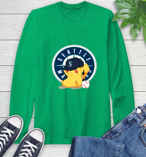 MLB Pikachu Baseball Sports Seattle Mariners Long Sleeve T-Shirt 7