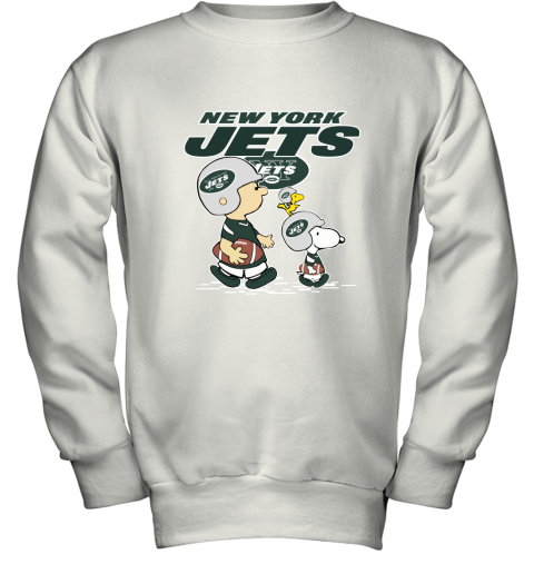 New York Jets Let's Play Football Together Snoopy NFL Youth Sweatshirt