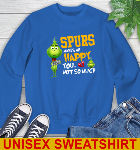 NBA San Antonio Spurs Makes Me Happy You Not So Much Grinch Basketball Sports Sweatshirt 11