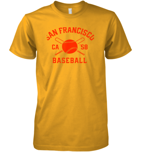 ibl5 san francisco baseball vintage sf the city cali retro gift premium guys tee 5 front gold