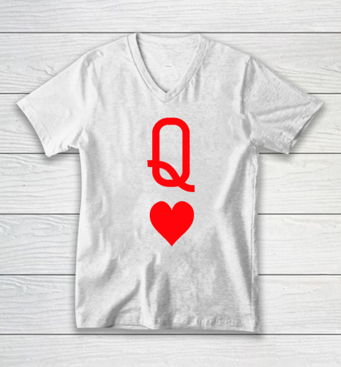 Queen Of Hearts Matching Couple Saint Valentine's Day V-Neck T-Shirt