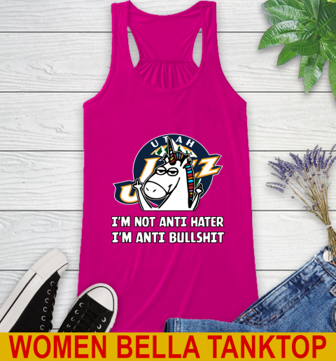 Utah Jazz NBA Basketball Unicorn I'm Not Anti Hater I'm Anti Bullshit Racerback Tank - Image 9