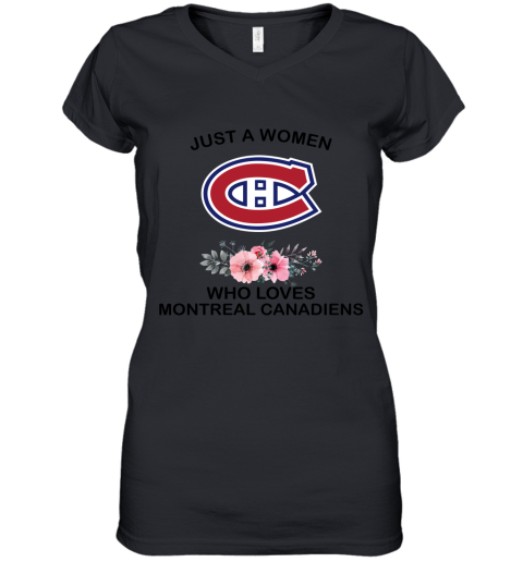 NHL Just A Woman Who Loves Montreal Canadiens Hockey Sports Women's V-Neck T-Shirt