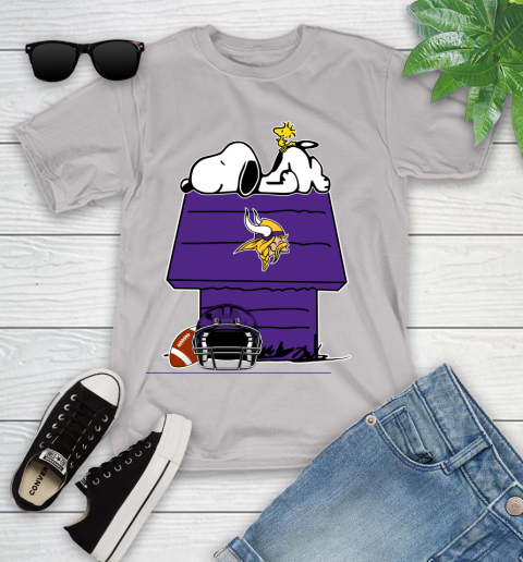 Minnesota Vikings NFL Football Snoopy Woodstock The Peanuts Movie Youth T-Shirt 12