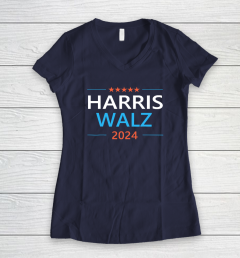Harris Walz 2024 For President Patriotic Kamala Democrat Women's V-Neck T-Shirt 7