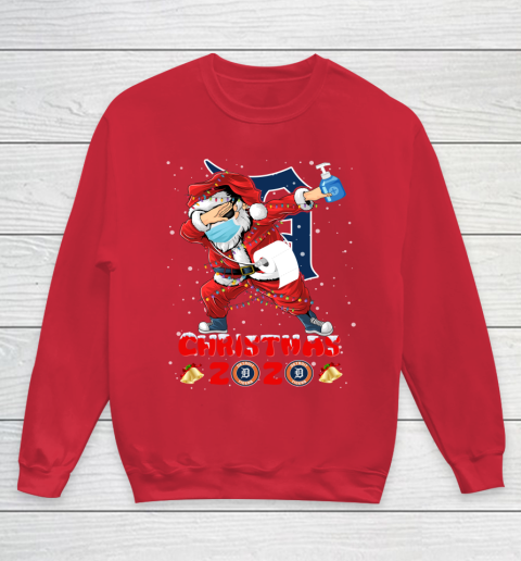 Detroit Tigers Funny Santa Claus Dabbing Christmas 2020 MLB Youth Sweatshirt 7