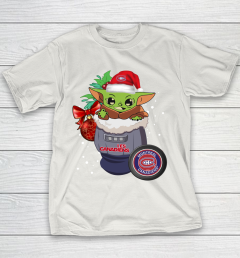 Montreal Canadiens Christmas Baby Yoda Star Wars Funny Happy NHL Youth T-Shirt 11
