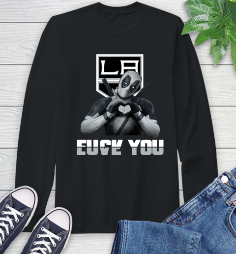 NHL Los Angeles Kings Deadpool Love You Fuck You Hockey Sports Long Sleeve T-Shirt