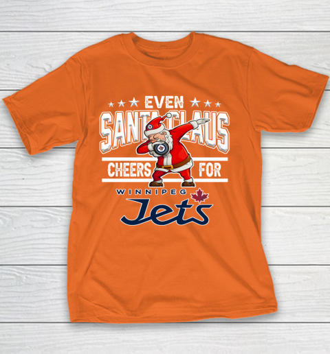 Winnipeg Jets Even Santa Claus Cheers For Christmas NHL Youth T-Shirt 4