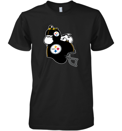 Snoopy And Woodstock Resting On Pittsburg Steelers Helmet Premium Men's T-Shirt