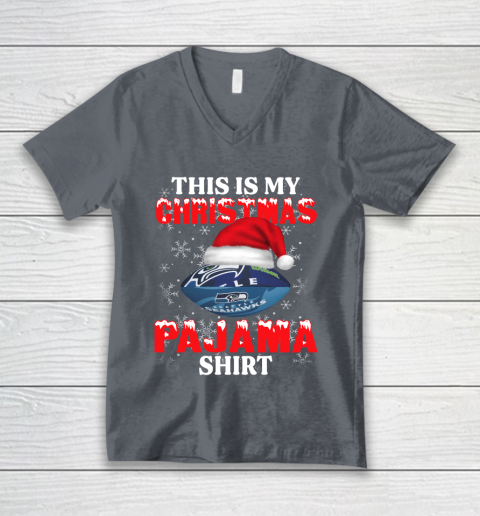 Seattle Seahawks This Is My Christmas Pajama Shirt NFL V-Neck T-Shirt 4