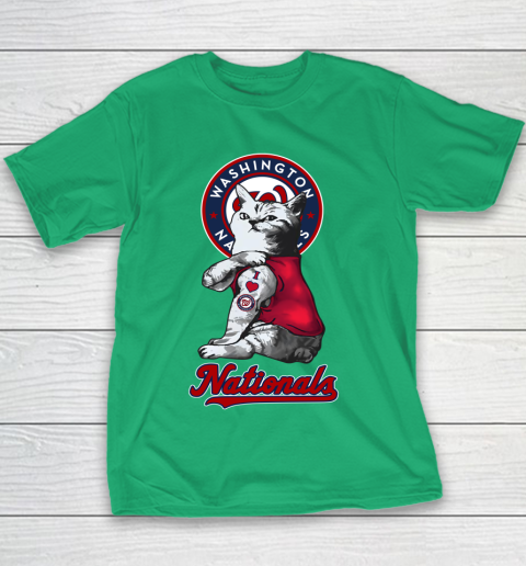 MLB Baseball My Cat Loves Washington Nationals Youth T-Shirt 3