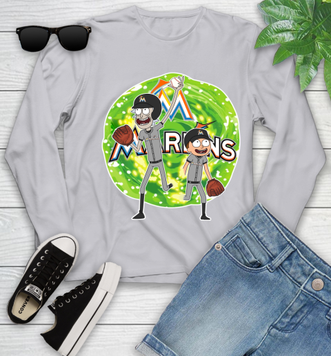 MLB Miami Marlins Rick And Morty Baseball Sports Youth Long Sleeve 5