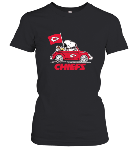 Snoopy And Woodstock Ride The Kansas City Chiefs Car NFL Women's T-Shirt