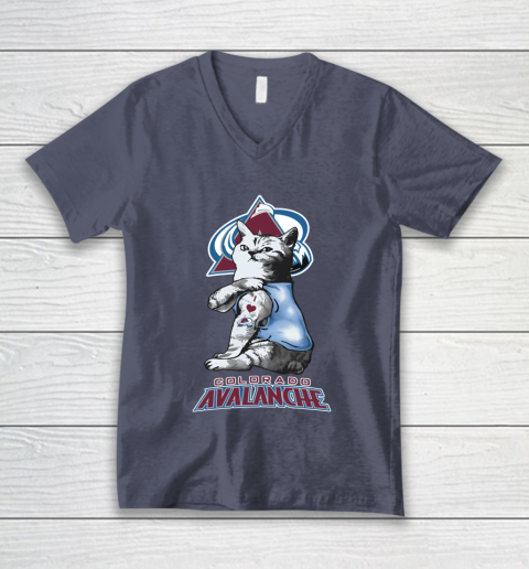 NHL My Cat Loves Colorado Avalanche Hockey V-Neck T-Shirt 7