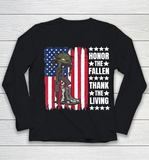 Honor The Fallen Thank The Living Memorial Day Veteran Youth Long Sleeve