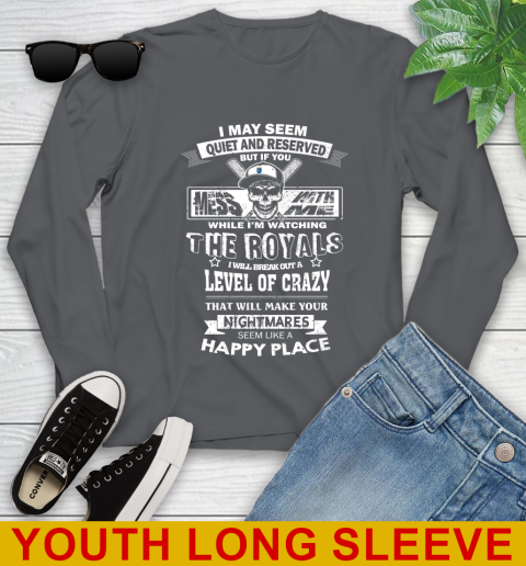 Kansas City Royals MLB Baseball If You Mess With Me While I'm Watching My Team Youth Long Sleeve - Image 10