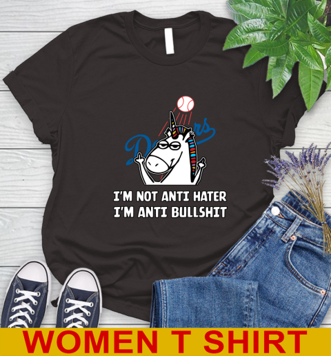 Los Angeles Dodgers MLB Baseball Unicorn I'm Not Anti Hater I'm Anti Bullshit Women's T-Shirt 8