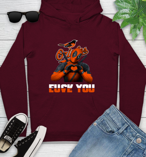 MLB Baltimore Orioles Deadpool Love You Fuck You Baseball Sports Youth Hoodie 7