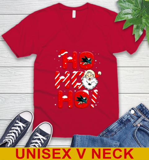 San Jose Sharks NHL Hockey Ho Ho Ho Santa Claus Merry Christmas Shirt V-Neck T-Shirt 7 San Jose Sharks NHL Hockey Ho Ho Ho Santa Claus Merry Christmas Shirt V-Neck T-Shirt - Image 7