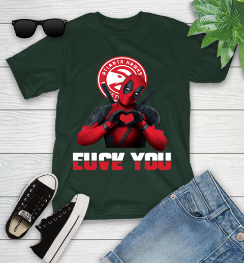NBA Atlanta Hawks Deadpool Love You Fuck You Basketball Sports Youth T-Shirt 5