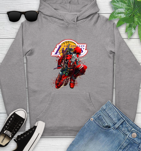 NBA Deadpool Marvel Comics Sports Basketball Los Angeles Lakers Youth Hoodie 6