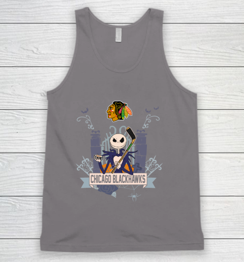 NHL Chicago Blackhawks Hockey Jack Skellington Halloween Tank Top 6