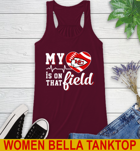 NFL My Heart Is On That Field Football Sports Kansas City Chiefs Racerback Tank 2