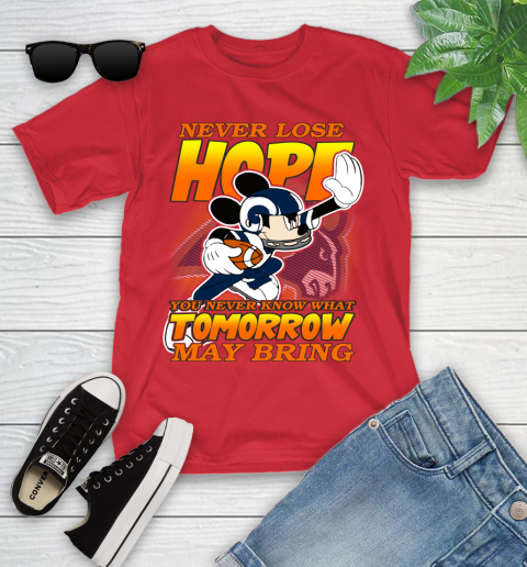 Los Angeles Rams NFL Football Mickey Disney Never Lose Hope Youth T-Shirt 13