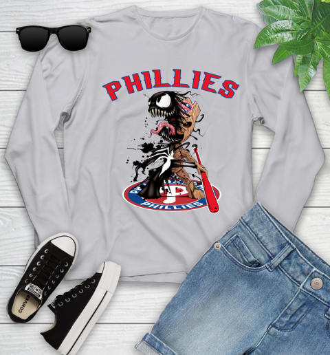 MLB Philadelphia Phillies Baseball Venom Groot Guardians Of The Galaxy Youth Long Sleeve 5