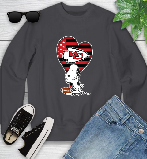 Kansas City Chiefs NFL Football The Peanuts Movie Adorable Snoopy Youth Sweatshirt 6