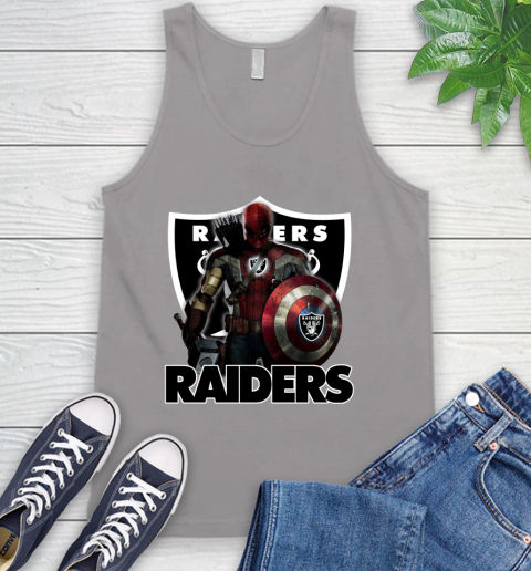 NFL Captain America Thor Spider Man Hawkeye Avengers Endgame Football Oakland Raiders Tank Top 4