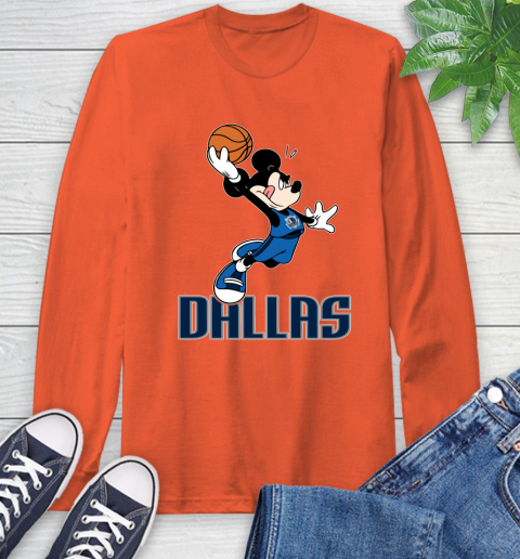 NBA Basketball Dallas Mavericks Cheerful Mickey Mouse Shirt Long Sleeve T-Shirt 5