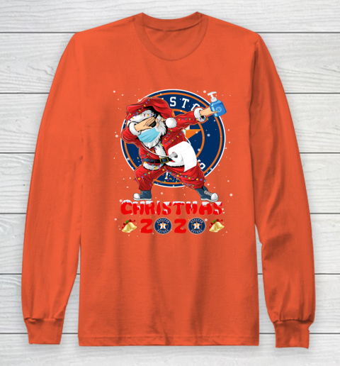 Houston Astros Funny Santa Claus Dabbing Christmas 2020 MLB Long Sleeve T-Shirt 3